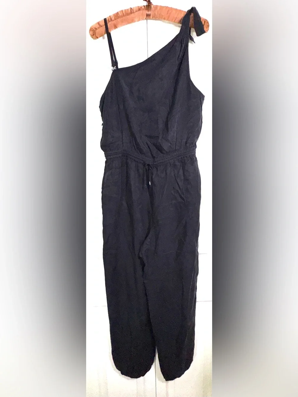 PAIGE Zahra Lightweight One Shoulder Jumpsuit Black Size M NWT